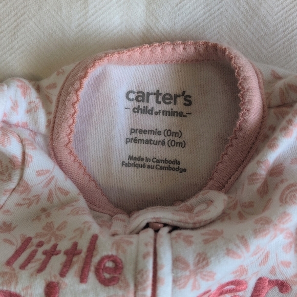 child of mine preemie baby floral cotton 2-way zipper footie sleeper pajamas - Picture 4 of 7